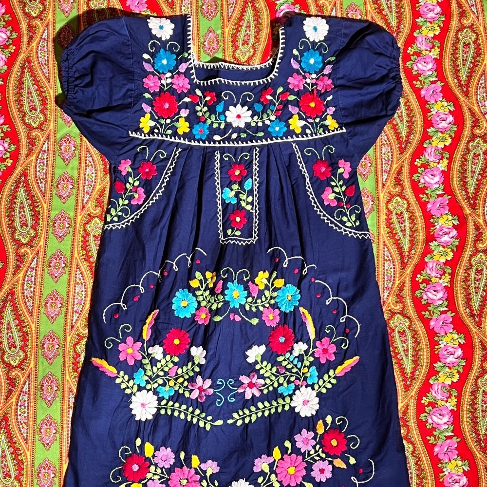 Vintage 1970s Embroidered Hippie Dress